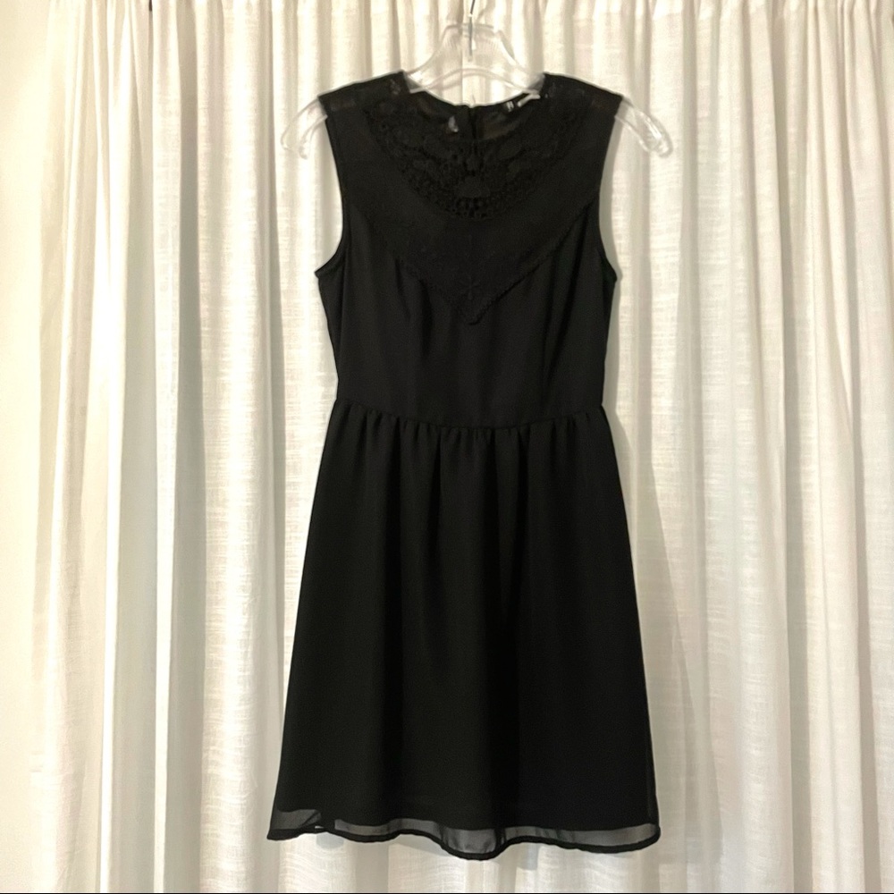 LBD Black Dress with Lace Detail - small